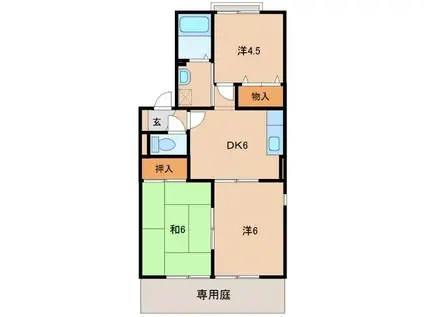 グリーンフルフェニックスII(3DK/1階)の間取り写真