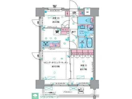 GENOVIA浅草VISKYGARDEN(2LDK/10階)の間取り写真