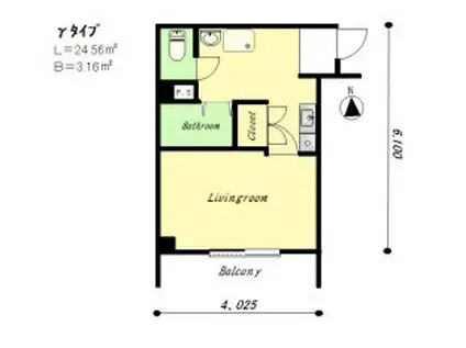ヴィラデステマンション(1K/2階)の間取り写真