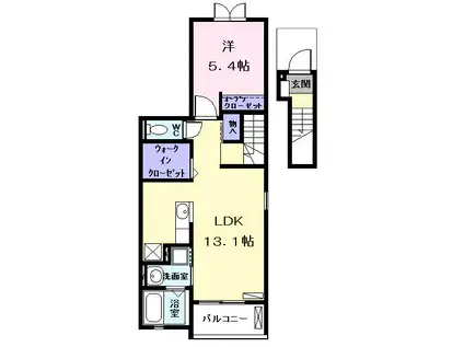 エターナル II(1LDK/2階)の間取り写真