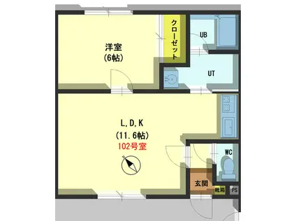 プラムマート1(1LDK/1階)の間取り写真