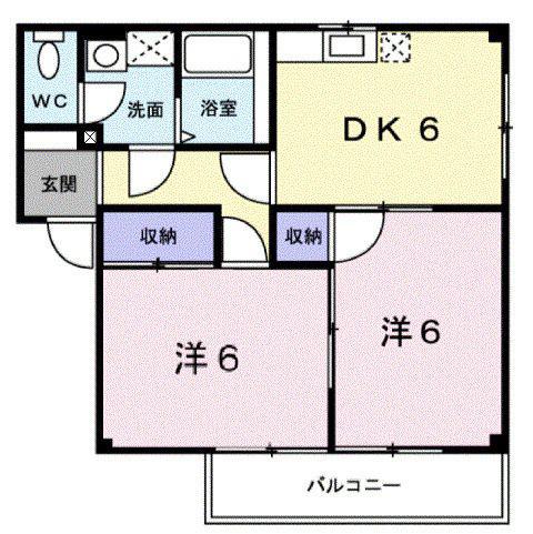 アンソレイエ(2DK/3階)の間取り写真