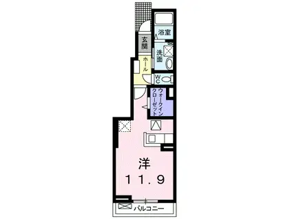 フェリーチェN I(ワンルーム/1階)の間取り写真