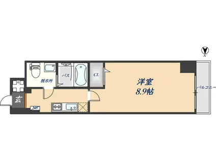 SKY YAO(1K/3階)の間取り写真