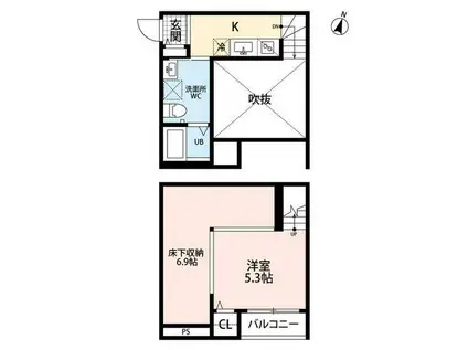 ディアコート琴平(1SK/1階)の間取り写真