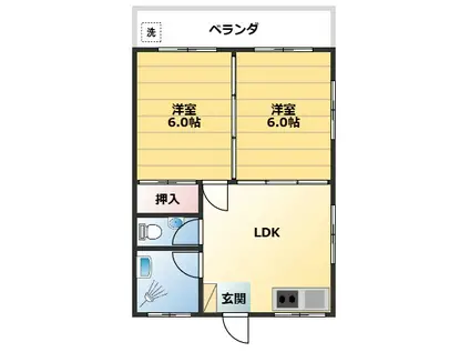 東宝ビル10(2DK/2階)の間取り写真