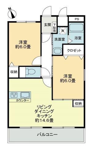 OKAマンション(2LDK/3階)の間取り写真