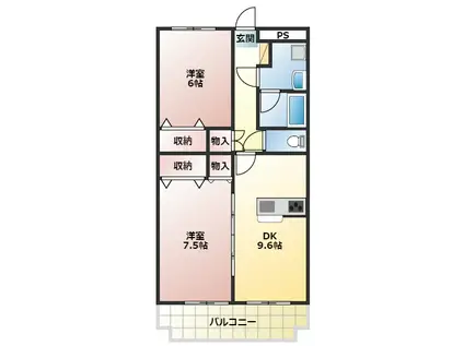 T.K MANSION(2DK/3階)の間取り写真