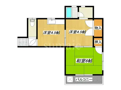 中村マンション(2K/4階)の間取り写真