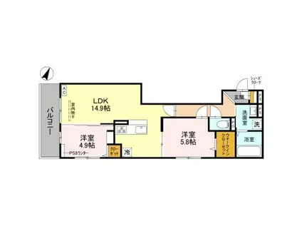 リベルテ四条梅津(2LDK/3階)の間取り写真