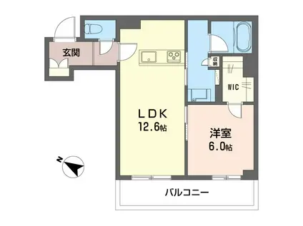 ジョイアスガード浦和美園(1LDK/2階)の間取り写真