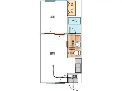 ピュアパレス北昭和(1LDK/2階)の間取り写真