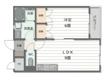 ヴェルデ紫原(1LDK/1階)の間取り写真