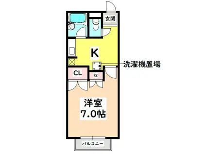 DEAR COURT A棟(1K/2階)の間取り写真