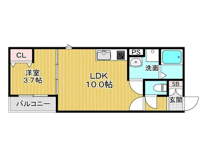 AGRE石橋(1LDK/2階)の間取り写真