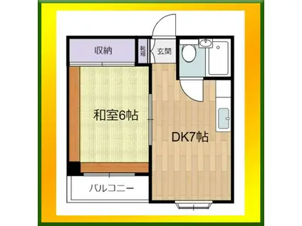 ヘリオス天神町レジデンス(1DK/4階)の間取り写真