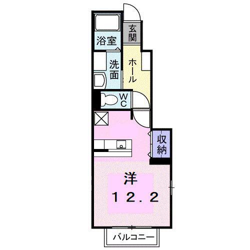 リバティハウスB棟(ワンルーム/1階)の間取り写真