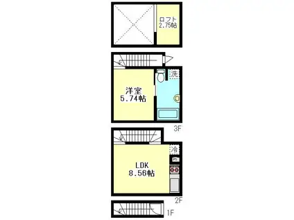 ニューディレクトレジデンス学芸大学(1LDK/1階)の間取り写真