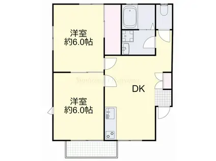 コーポ洋らんF(2DK/1階)の間取り写真