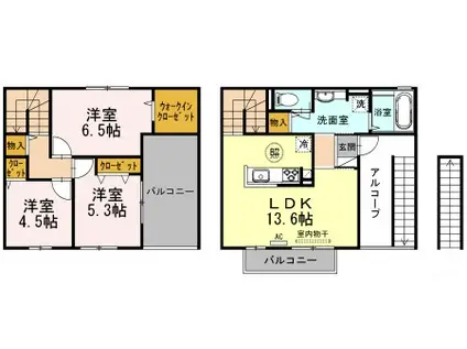 グランアヴァンティII(3LDK/2階)の間取り写真