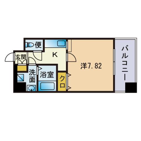エンクレスト御供所(1K/8階)の間取り写真