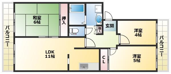 エクセル甲子園(3LDK/1階)の間取り写真