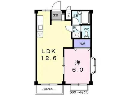 ベルフラワーハイツ(1LDK/2階)の間取り写真