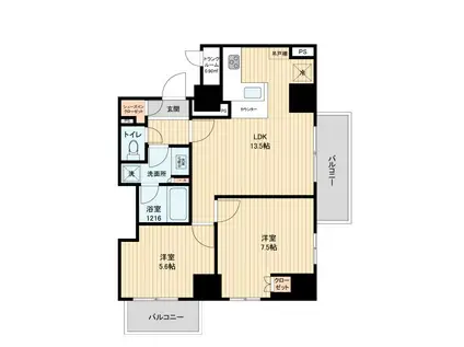 HF田端レジデンス(2LDK/9階)の間取り写真