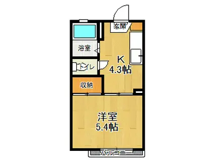 パークサイド ハイツ B(1K/2階)の間取り写真