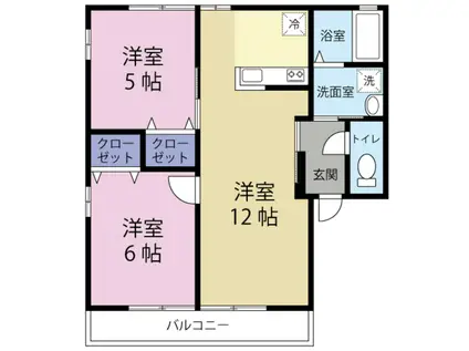 レトアRAINBOW(2LDK/1階)の間取り写真