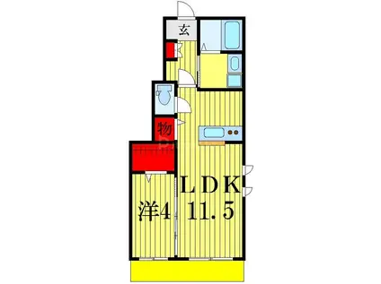 クレセントB(1LDK/1階)の間取り写真