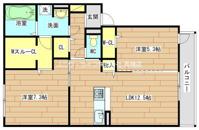 D-ROOM高槻市宮田町3丁目PJ(2LDK/1階)の間取り写真