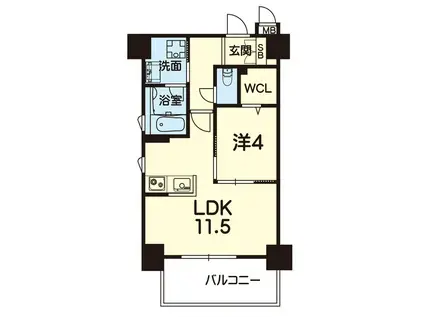 エンクレスト新屋敷(1LDK/6階)の間取り写真