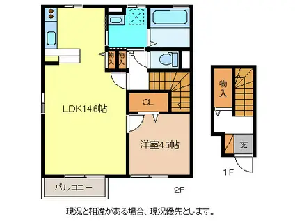 グランドメゾン栗田(1LDK/2階)の間取り写真