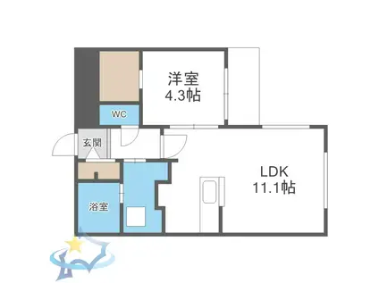 GA-琴似2-7MS B棟(1LDK/3階)の間取り写真