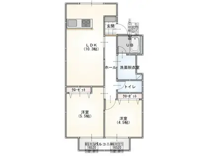 サンコート飛鳥(3DK/2階)の間取り写真