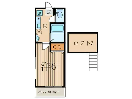 コーラルコート清瀬 弐番館(1K/2階)の間取り写真