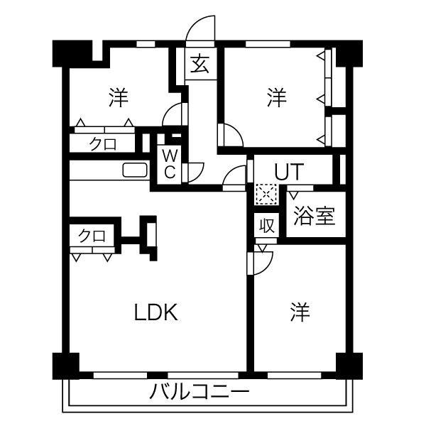 グランドハイリス本山(3LDK/2階)の間取り写真