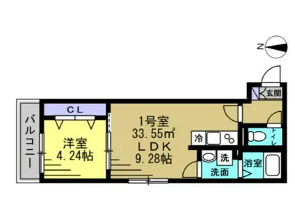 HFR蘇我 A棟(1LDK/3階)の間取り写真