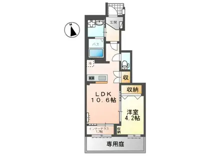 大里戸ノ上1丁目アパート(1LDK/1階)の間取り写真