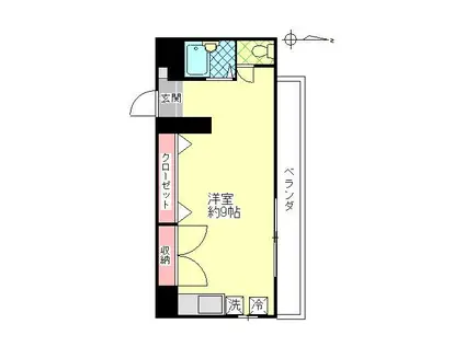サンライズ六坊I(ワンルーム/2階)の間取り写真