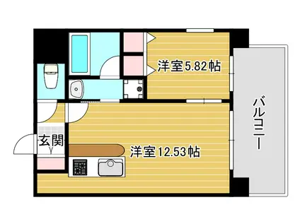 プレジオ難波ウエスト(1LDK/2階)の間取り写真