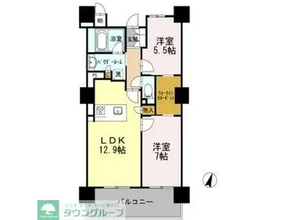 ロイヤルパークスERささしま サウス(2LDK/13階)の間取り写真