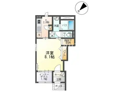 エスペランス(1K/1階)の間取り写真