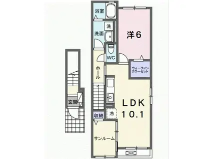 サニーフラットIII(1LDK/2階)の間取り写真