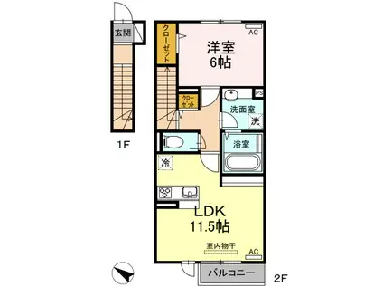 シェノア宮内(1LDK/2階)の間取り写真