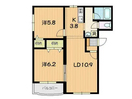 リップルF II(2LDK/2階)の間取り写真