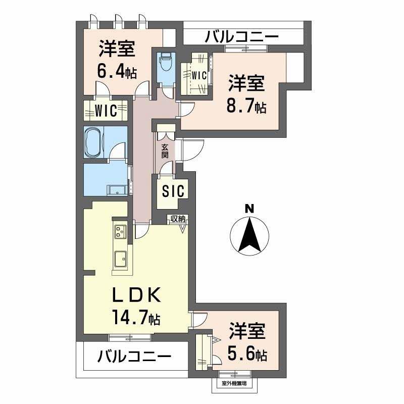 シャーメゾン ウィステリア(3LDK/3階)の間取り写真