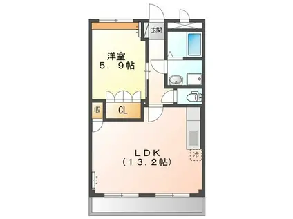 サン・ヴィラージュ(1LDK/2階)の間取り写真