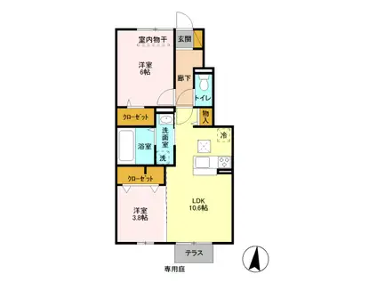 ルピナス A(2LDK/1階)の間取り写真